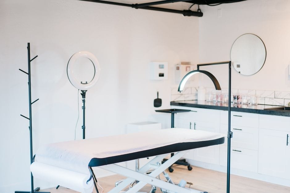 Private, prepared treatment room for a professional waxing appointment Private, prepared treatment room for a professional waxing appointment